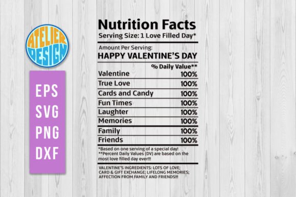 Valentines Day Nutrition Facts Svg Graphics and Crafts
